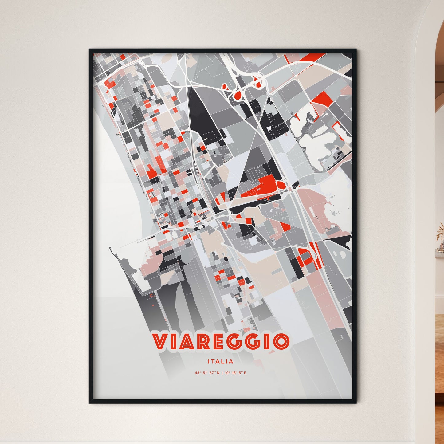 Colorful Viareggio Italy Fine Art Map Modern Expressive