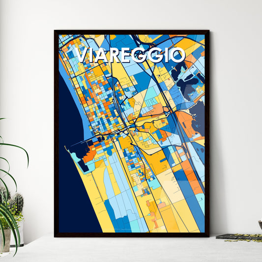 VIAREGGIO ITALY Vibrant Colorful Art Map Poster Blue Orange