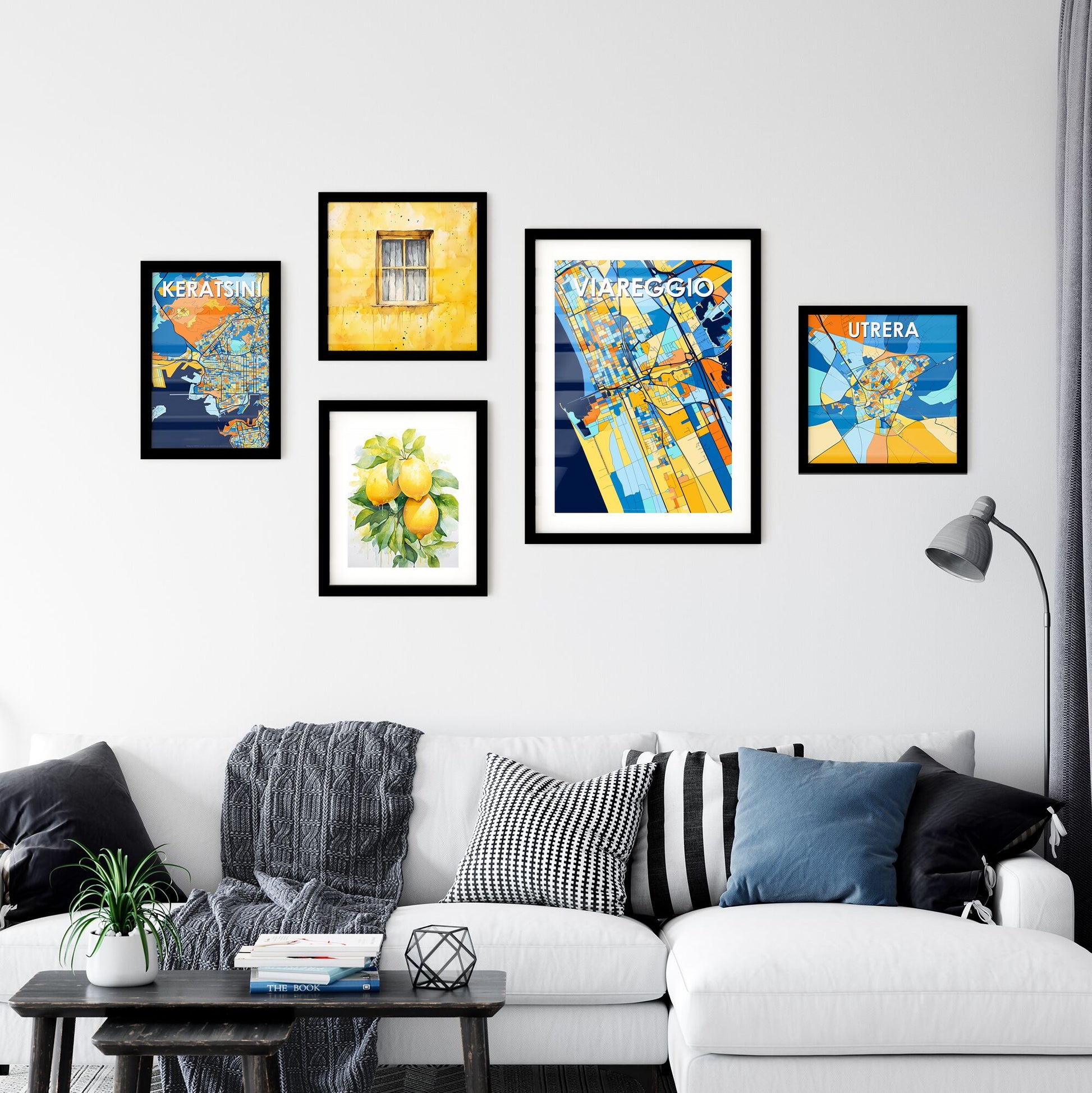 VIAREGGIO ITALY Vibrant Colorful Art Map Poster Blue Orange