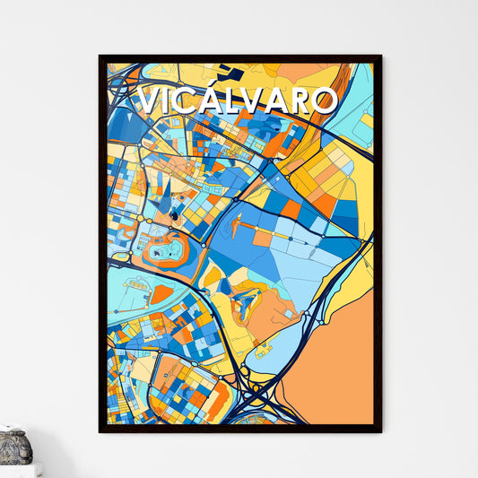 VICÁLVARO SPAIN Vibrant Colorful Art Map Poster Blue Orange