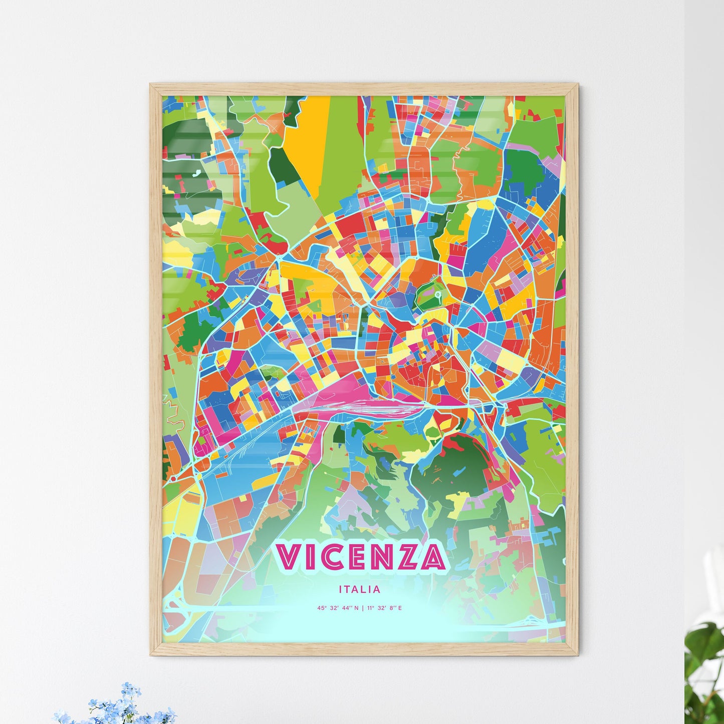Colorful Vicenza Italy Fine Art Map Crazy Colors
