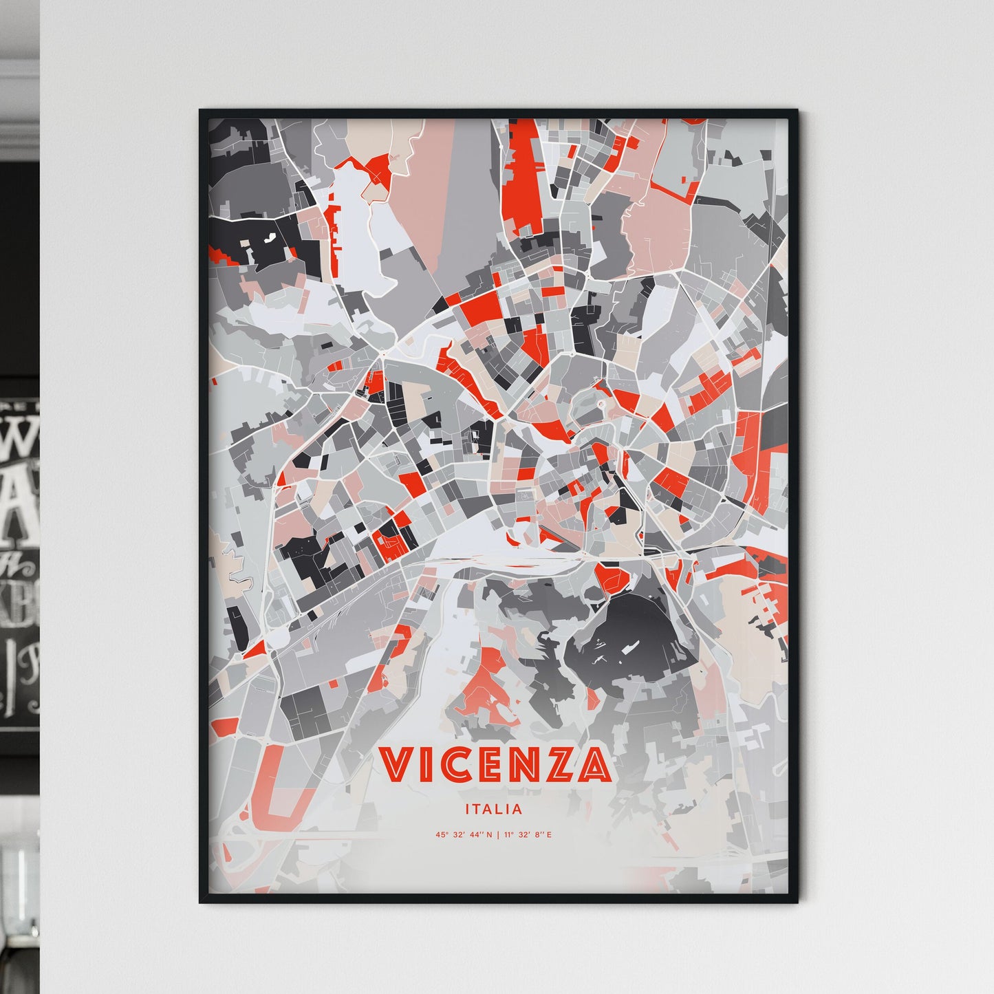 Colorful Vicenza Italy Fine Art Map Modern Expressive