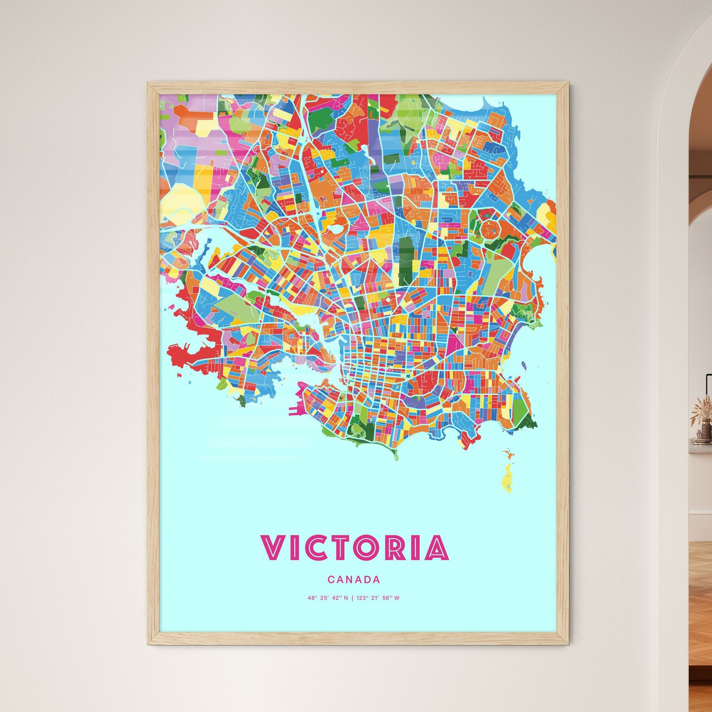 Colorful Victoria Canada Fine Art Map Crazy Colors