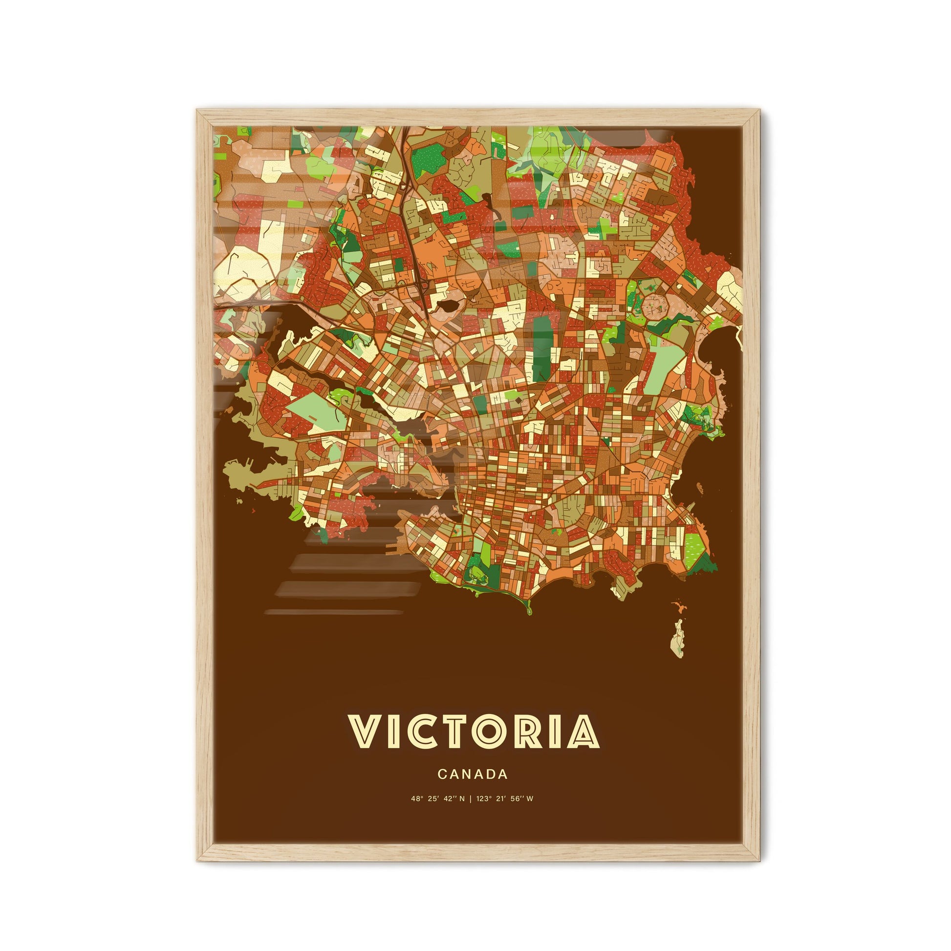 Colorful Victoria Canada Fine Art Map Farmhouse