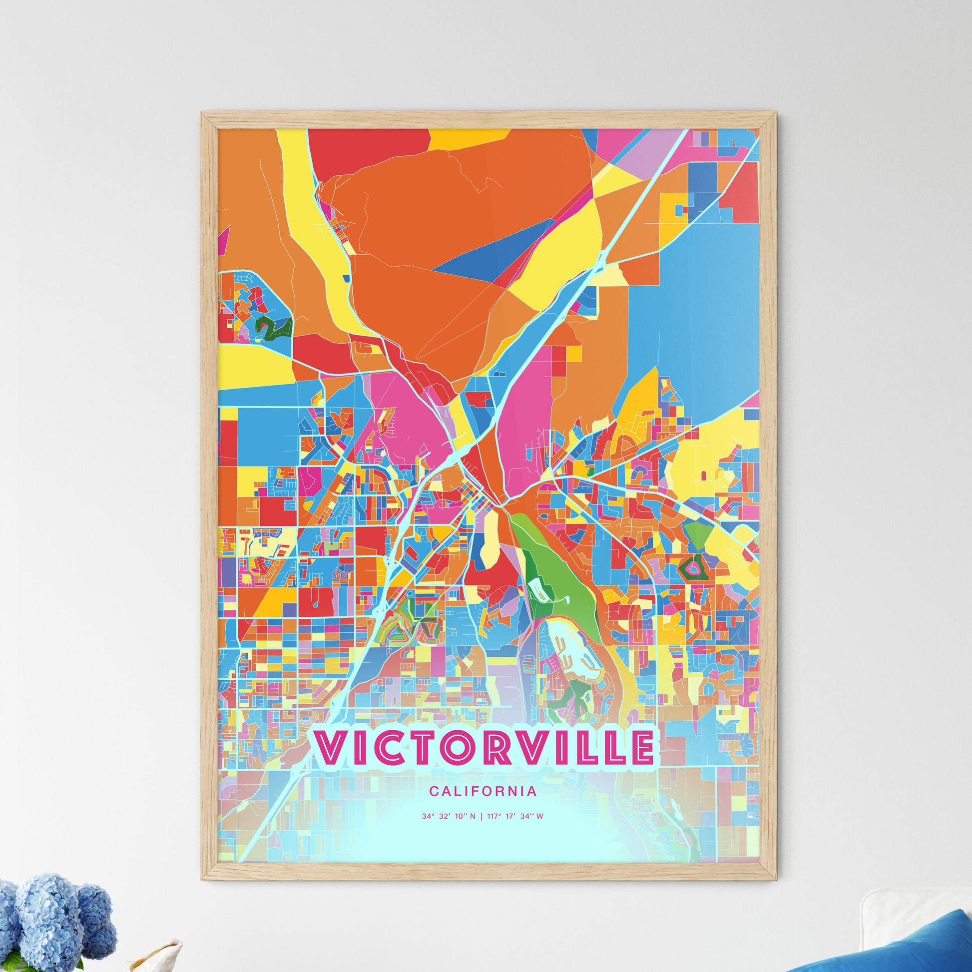 Colorful Victorville California Fine Art Map Crazy Colors