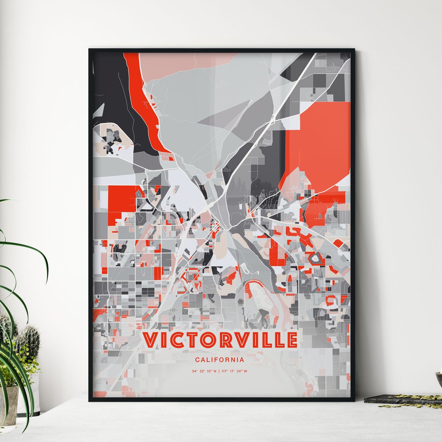 Colorful Victorville California Fine Art Map Modern Expressive