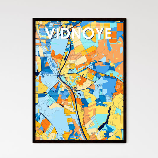 VIDNOYE RUSSIA Vibrant Colorful Art Map Poster Blue Orange