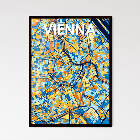 VIENNA AUSTRIA Vibrant Colorful Art Map Poster Blue Orange