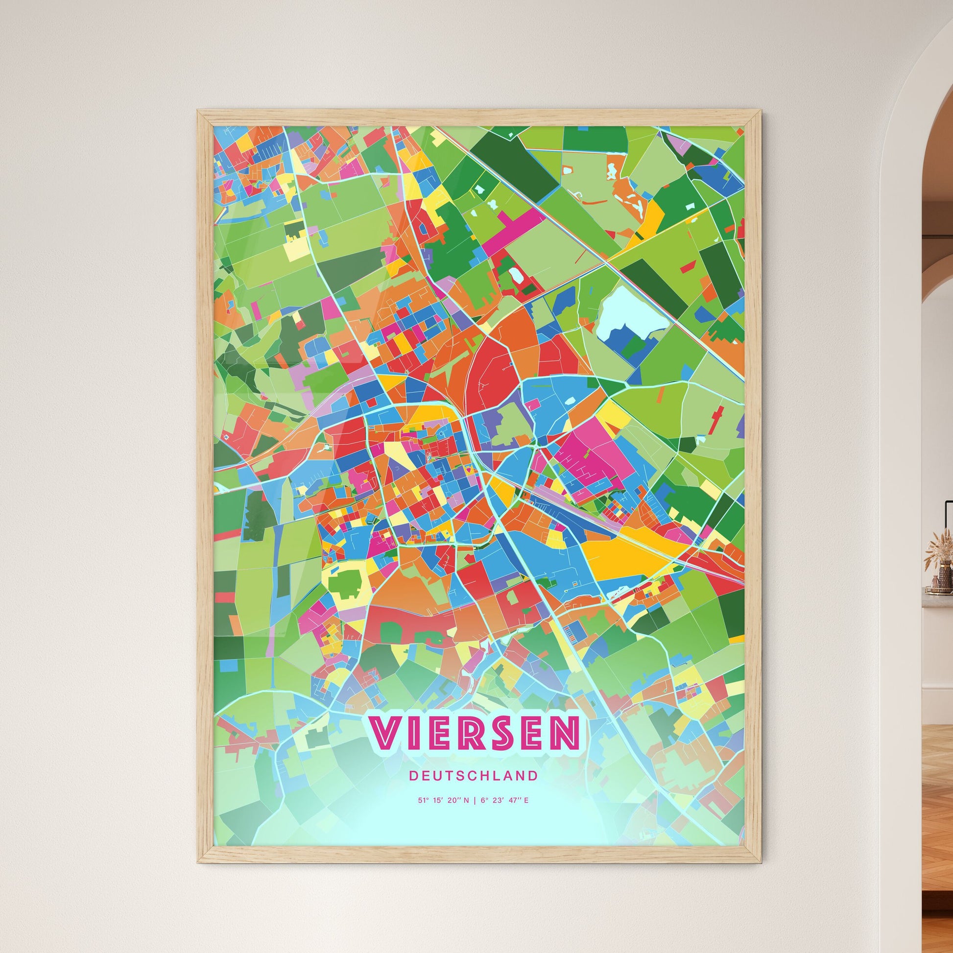 Colorful Viersen Germany Fine Art Map Crazy Colors