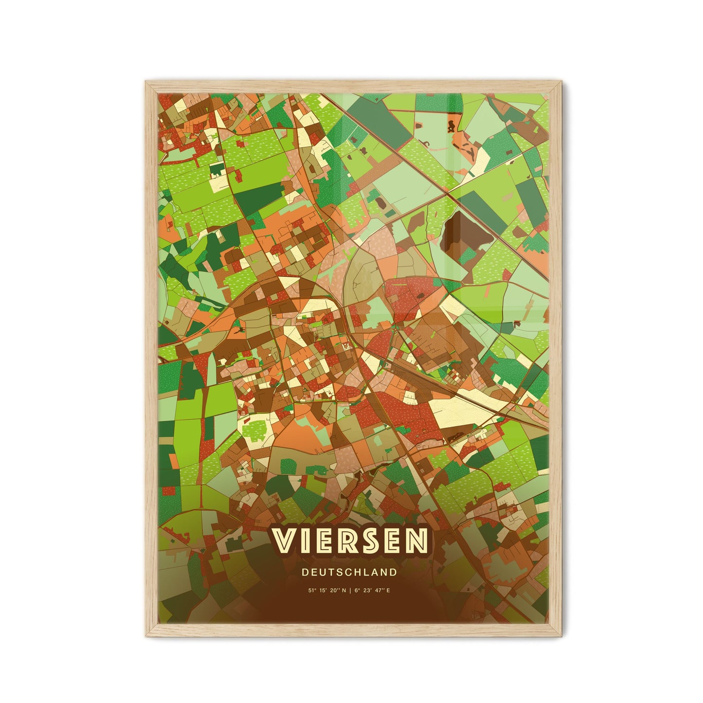 Colorful Viersen Germany Fine Art Map Farmhouse