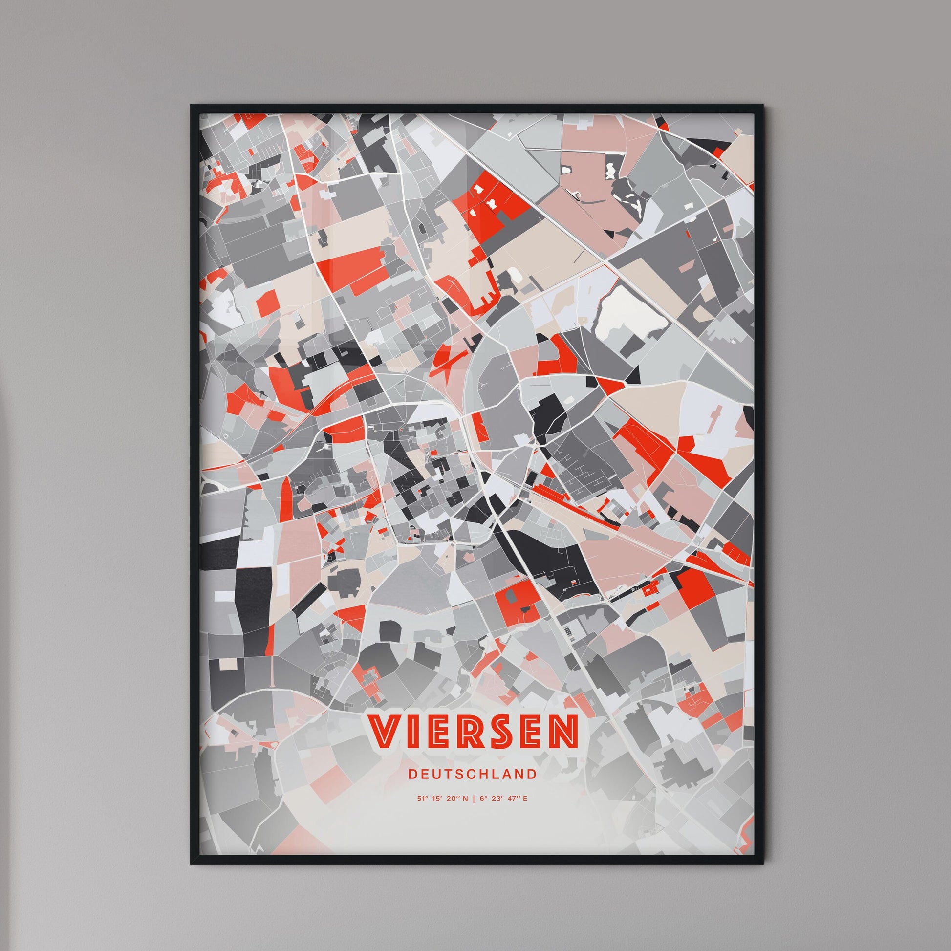 Colorful Viersen Germany Fine Art Map Modern Expressive