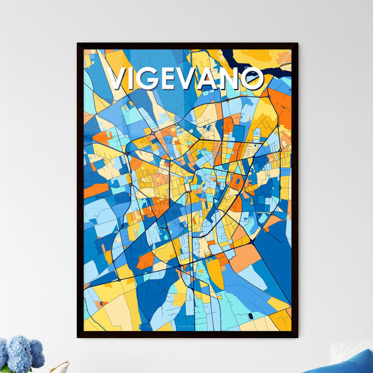 VIGEVANO ITALY Vibrant Colorful Art Map Poster Blue Orange