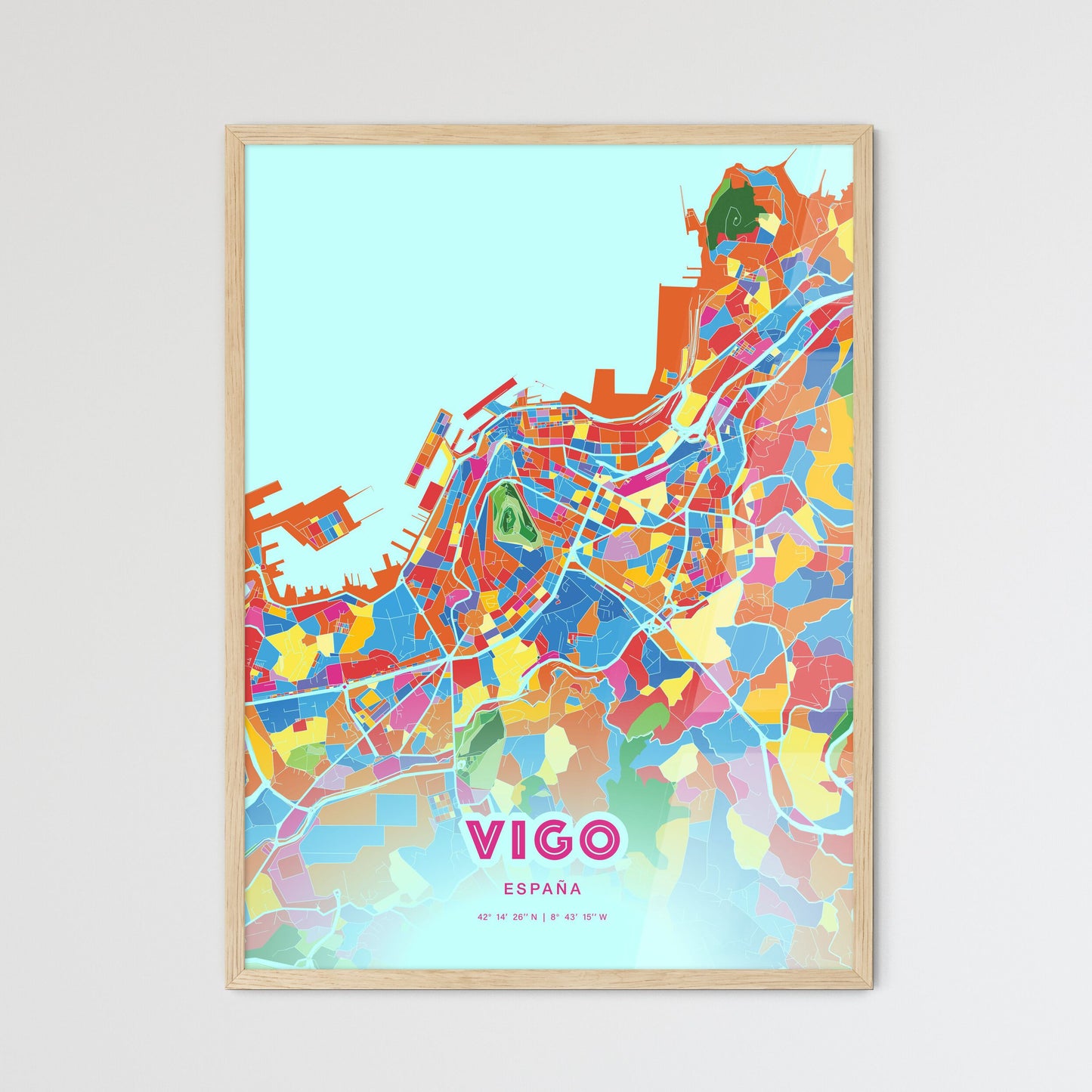 Colorful Vigo Spain Fine Art Map Crazy Colors