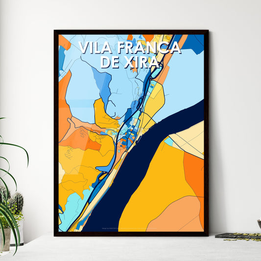 VILA FRANCA DE XIRA PORTUGAL Vibrant Colorful Art Map Poster Blue Orange