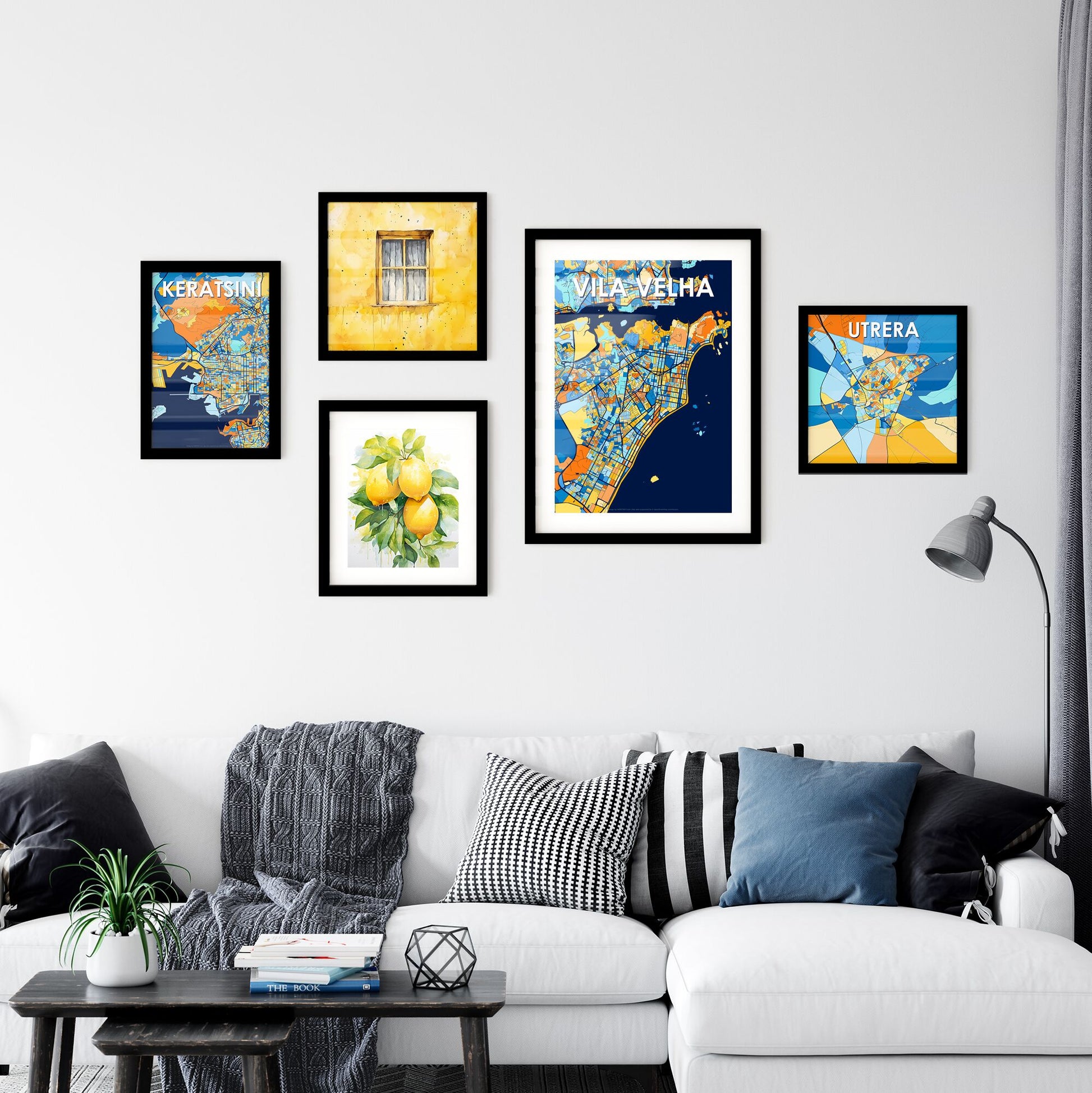 VILA VELHA BRAZIL Vibrant Colorful Art Map Poster Blue Orange