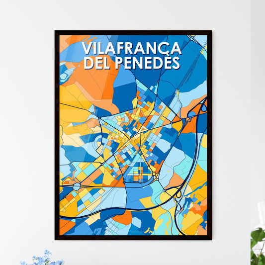 VILAFRANCA DEL PENEDÈS SPAIN Vibrant Colorful Art Map Poster Blue Orange