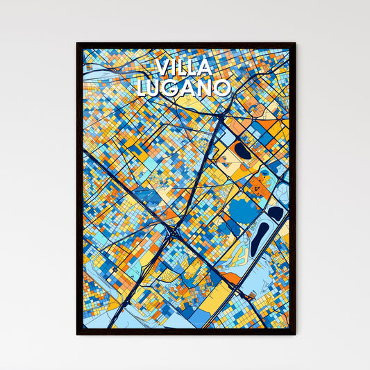 VILLA LUGANO ARGENTINA Vibrant Colorful Art Map Poster Blue Orange