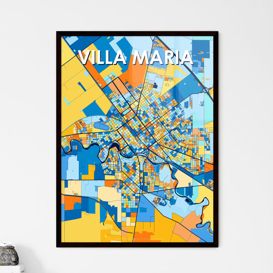 VILLA MARIA ARGENTINA Vibrant Colorful Art Map Poster Blue Orange