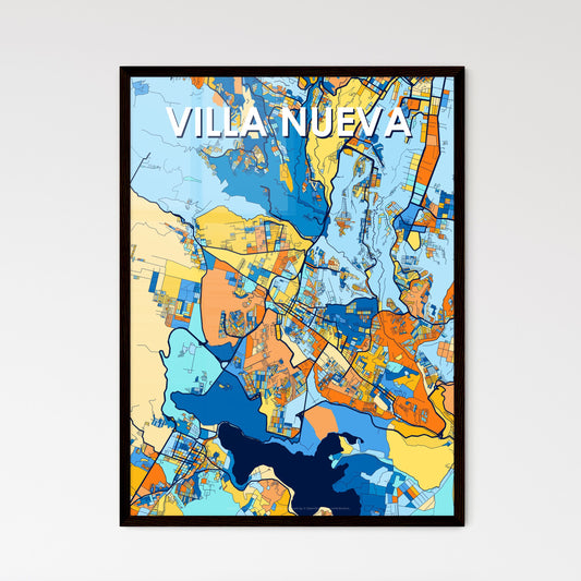 VILLA NUEVA GUATEMALA Vibrant Colorful Art Map Poster Blue Orange