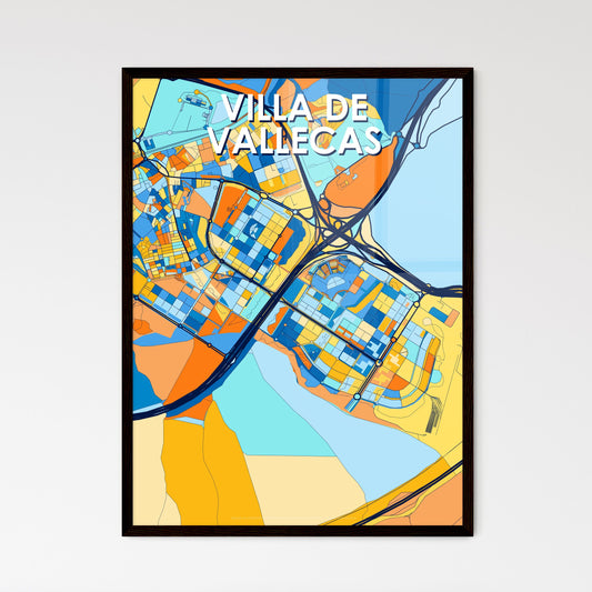 VILLA DE VALLECAS SPAIN Vibrant Colorful Art Map Poster Blue Orange