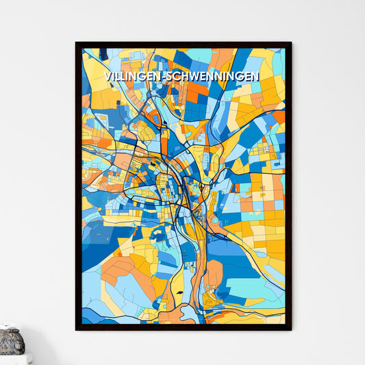 VILLINGEN-SCHWENNINGEN GERMANY Vibrant Colorful Art Map Poster Blue Orange