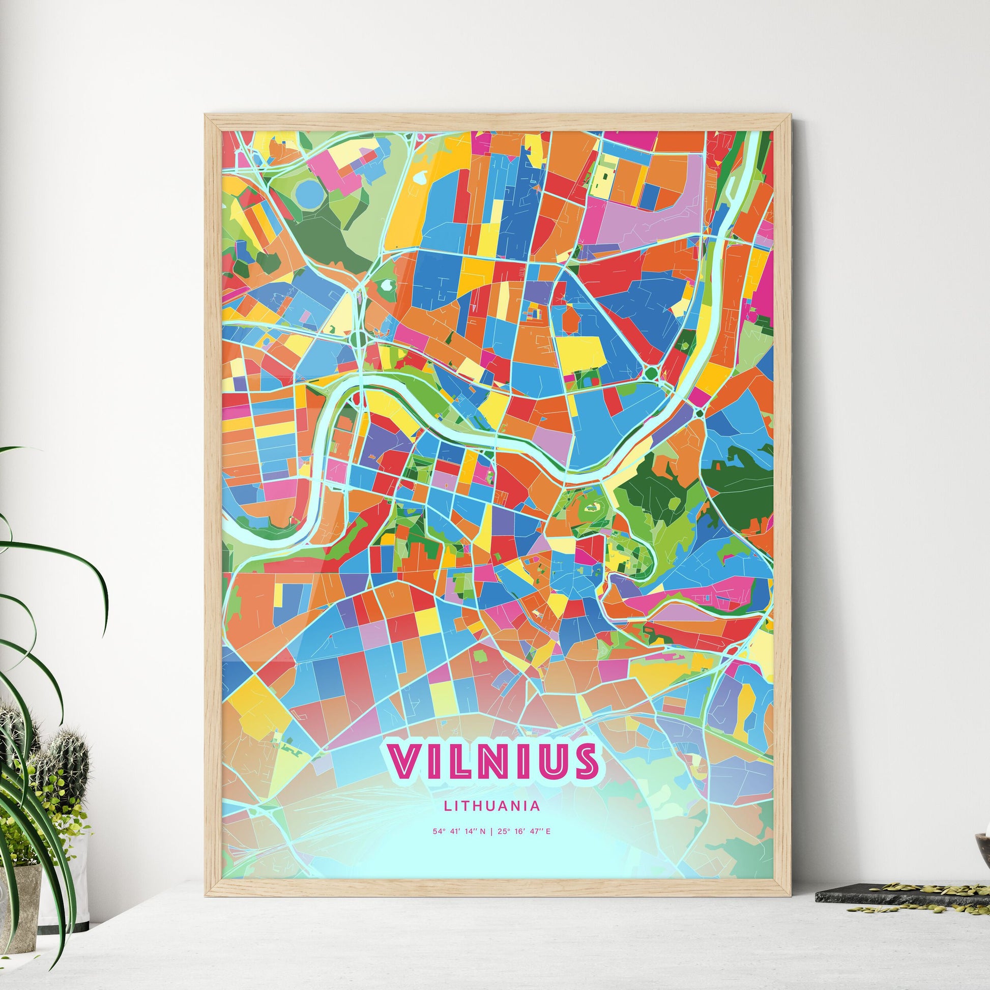 Colorful Vilnius Lithuania Fine Art Map Crazy Colors