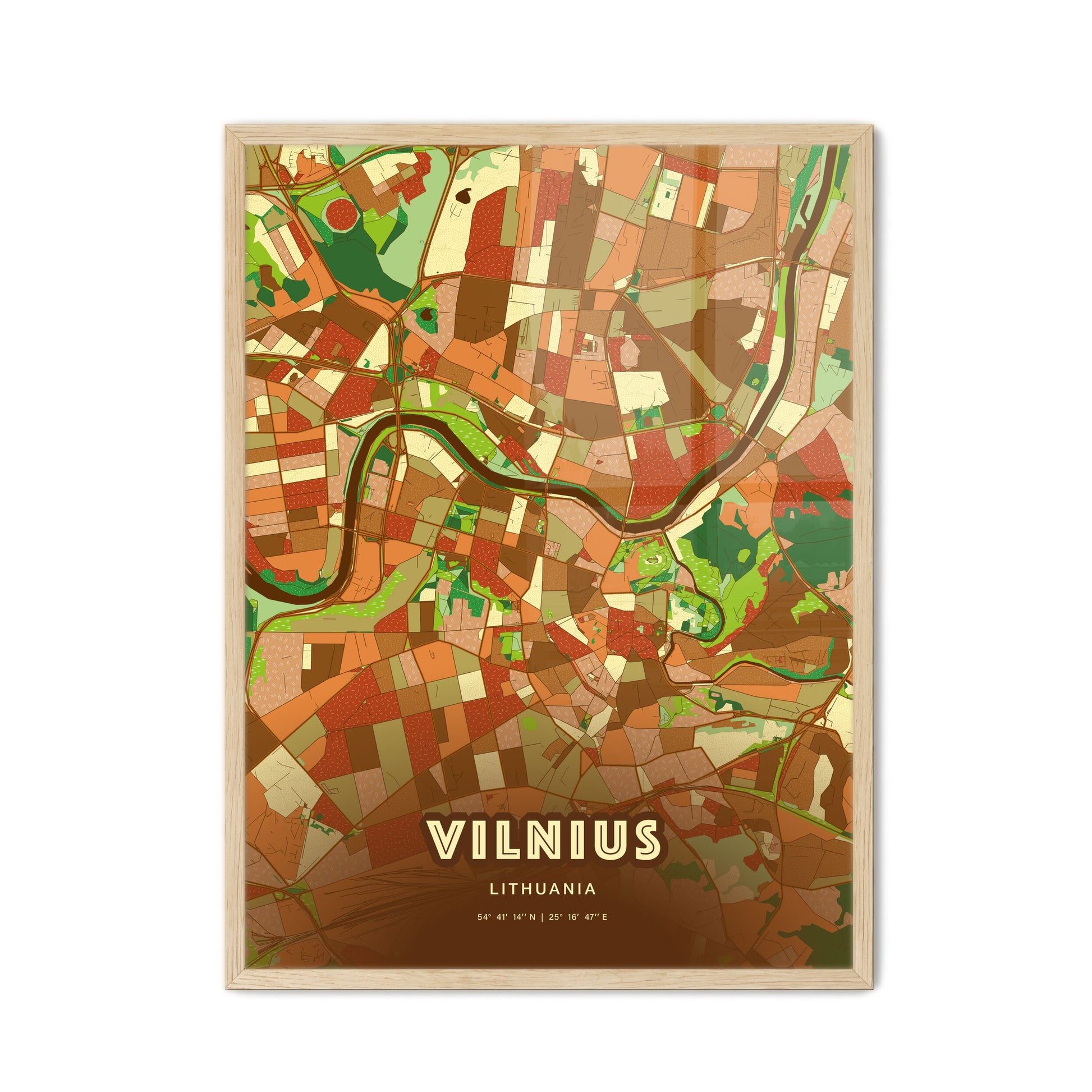 Colorful Vilnius Lithuania Fine Art Map Farmhouse