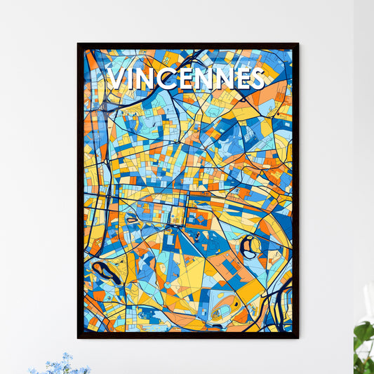 VINCENNES FRANCE Vibrant Colorful Art Map Poster Blue Orange