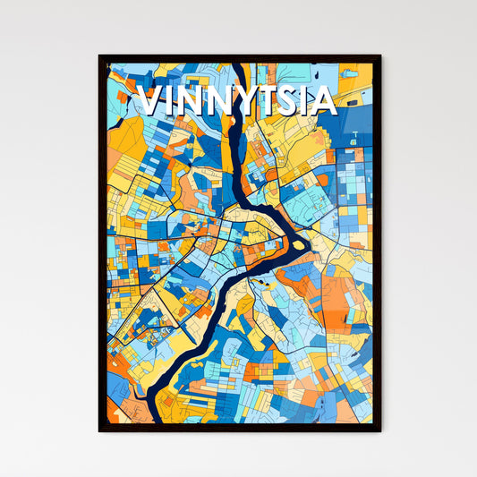 VINNYTSIA UKRAINE Vibrant Colorful Art Map Poster Blue Orange