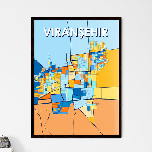 VIRANŞEHIR TURKEY Vibrant Colorful Art Map Poster Blue Orange