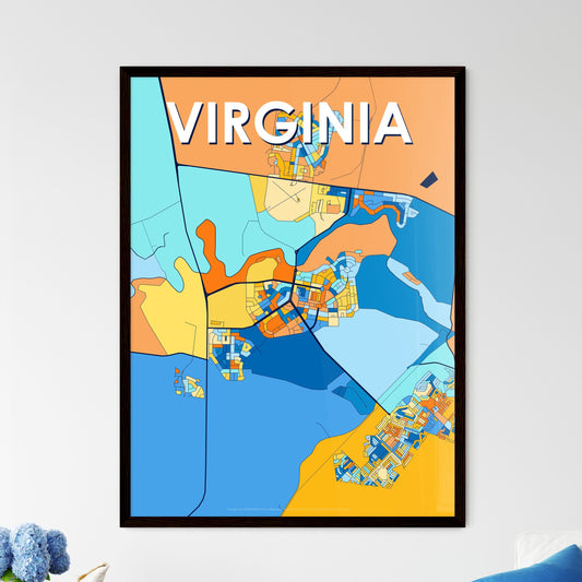 VIRGINIA SOUTH AFRICA Vibrant Colorful Art Map Poster Blue Orange