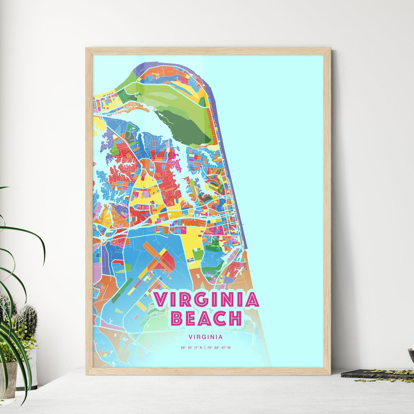 Colorful Virginia Beach Virginia Fine Art Map Crazy Colors