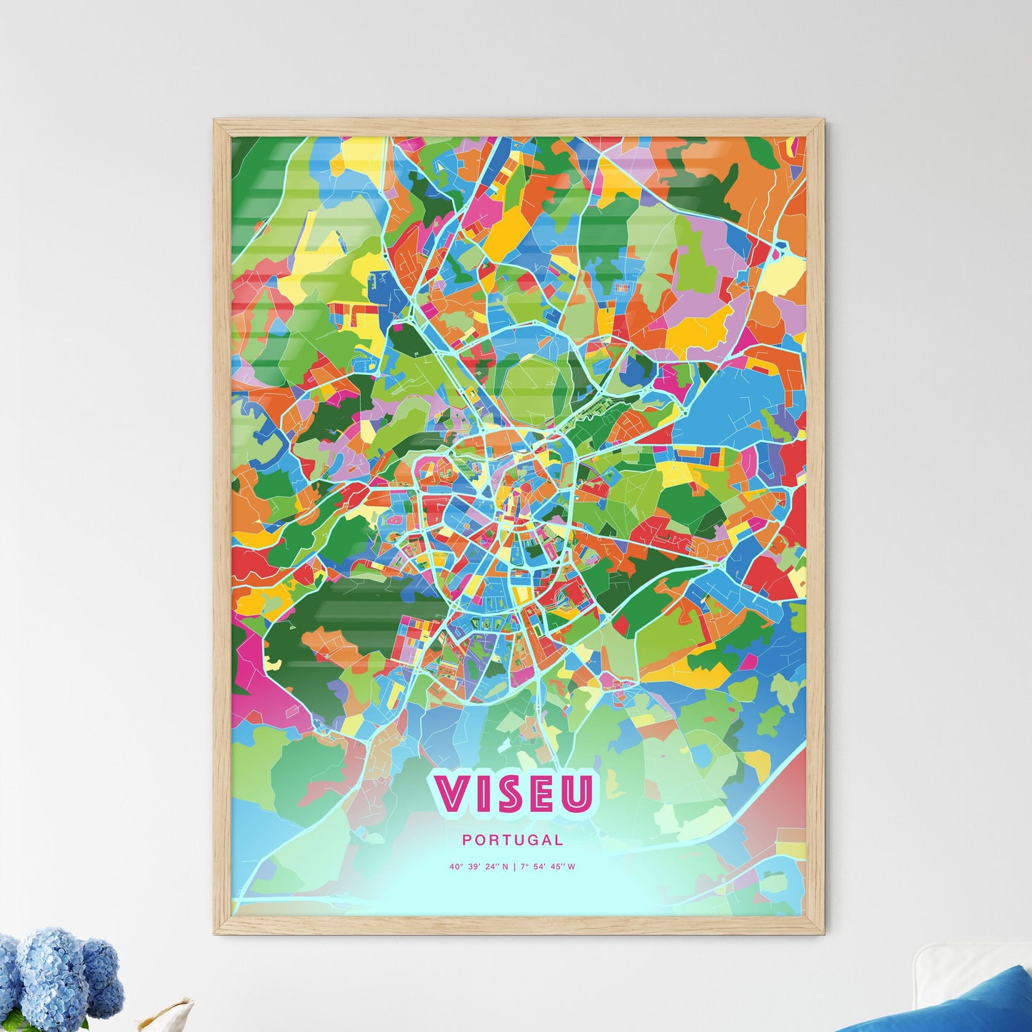 Colorful Viseu Portugal Fine Art Map Crazy Colors