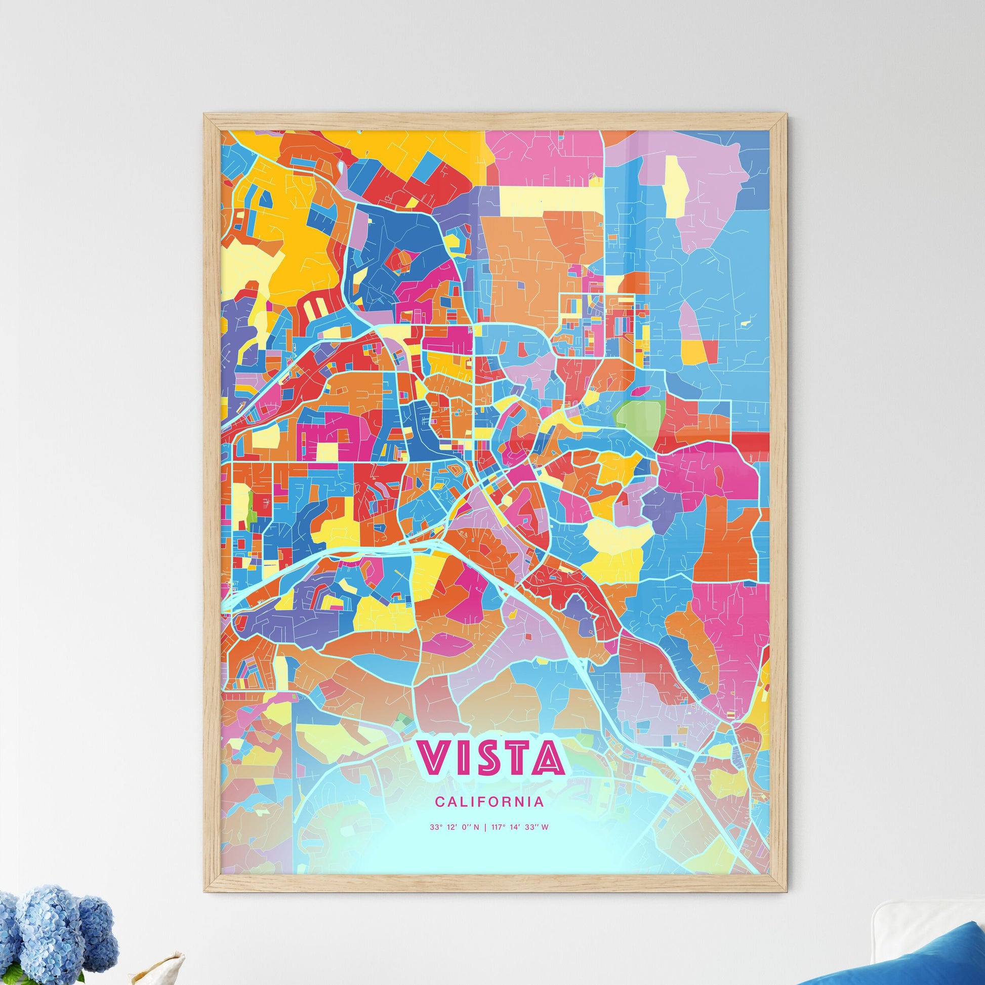 Colorful Vista California Fine Art Map Crazy Colors