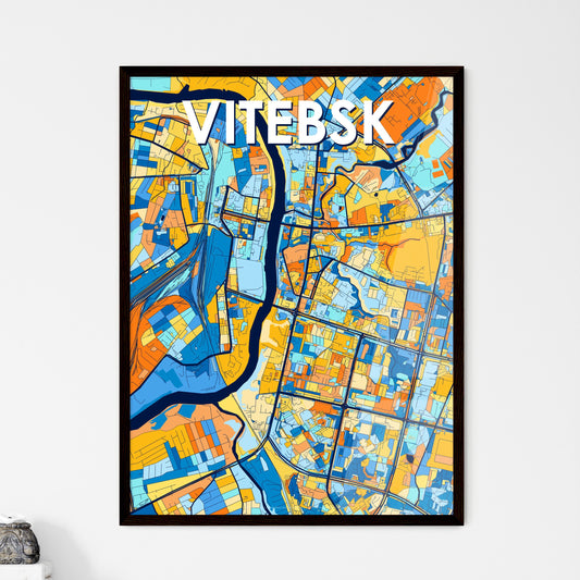 VITEBSK BELARUS Vibrant Colorful Art Map Poster Blue Orange