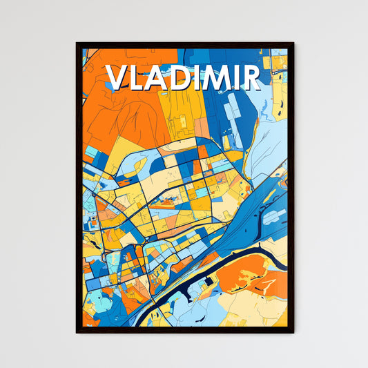 VLADIMIR RUSSIA Vibrant Colorful Art Map Poster Blue Orange