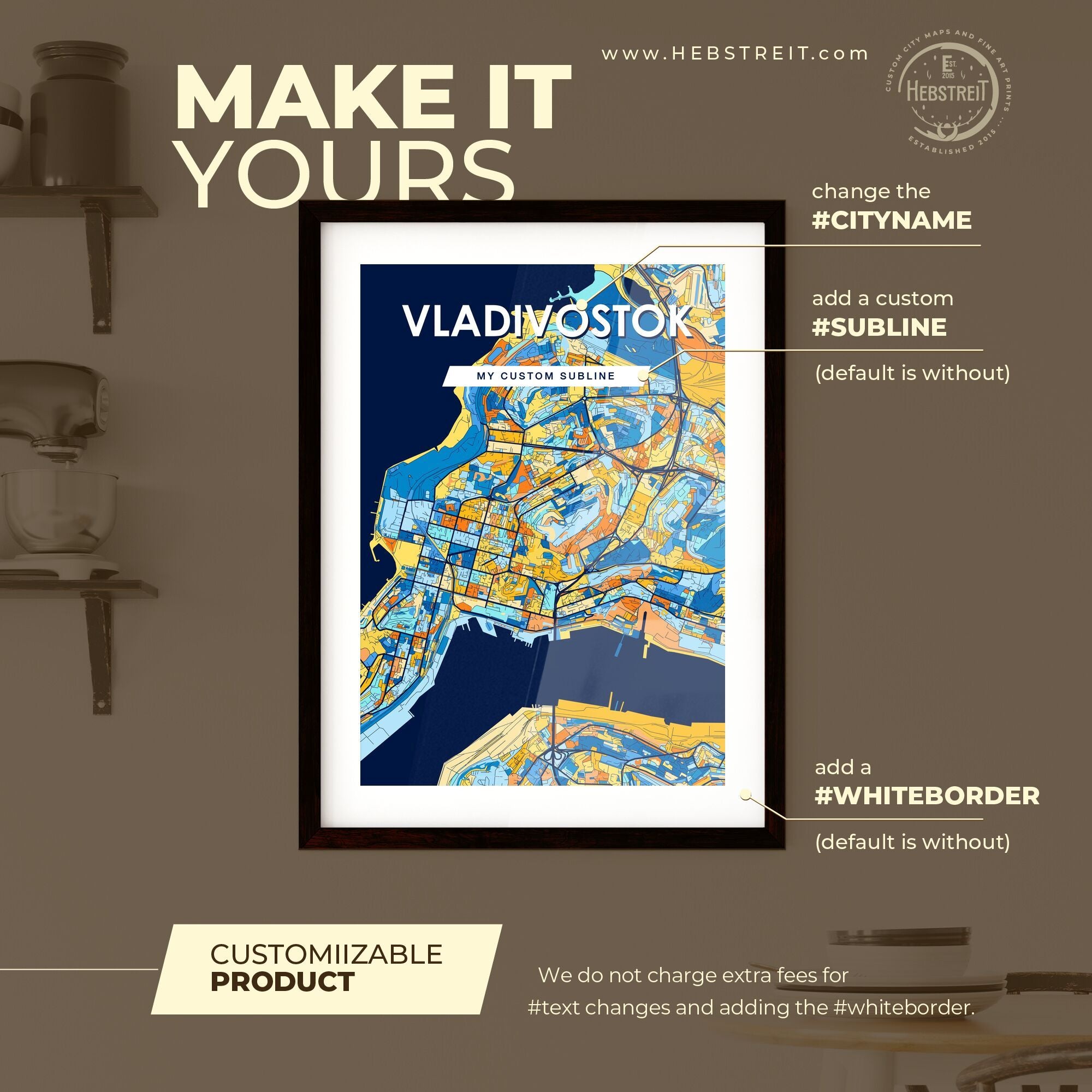Vladivostok Russia Vibrant Map Poster – HEBSTREIT