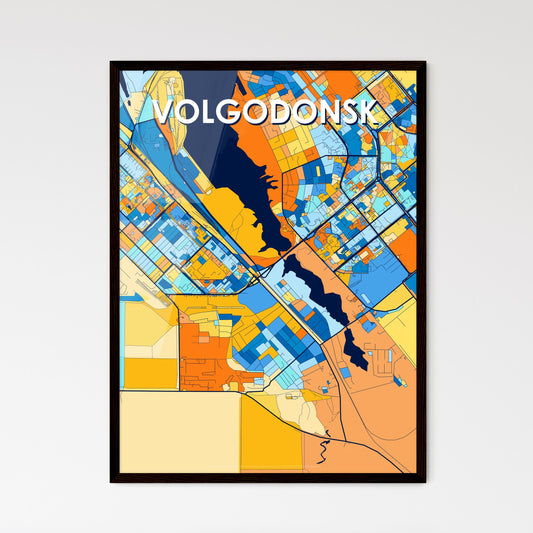 VOLGODONSK RUSSIA Vibrant Colorful Art Map Poster Blue Orange