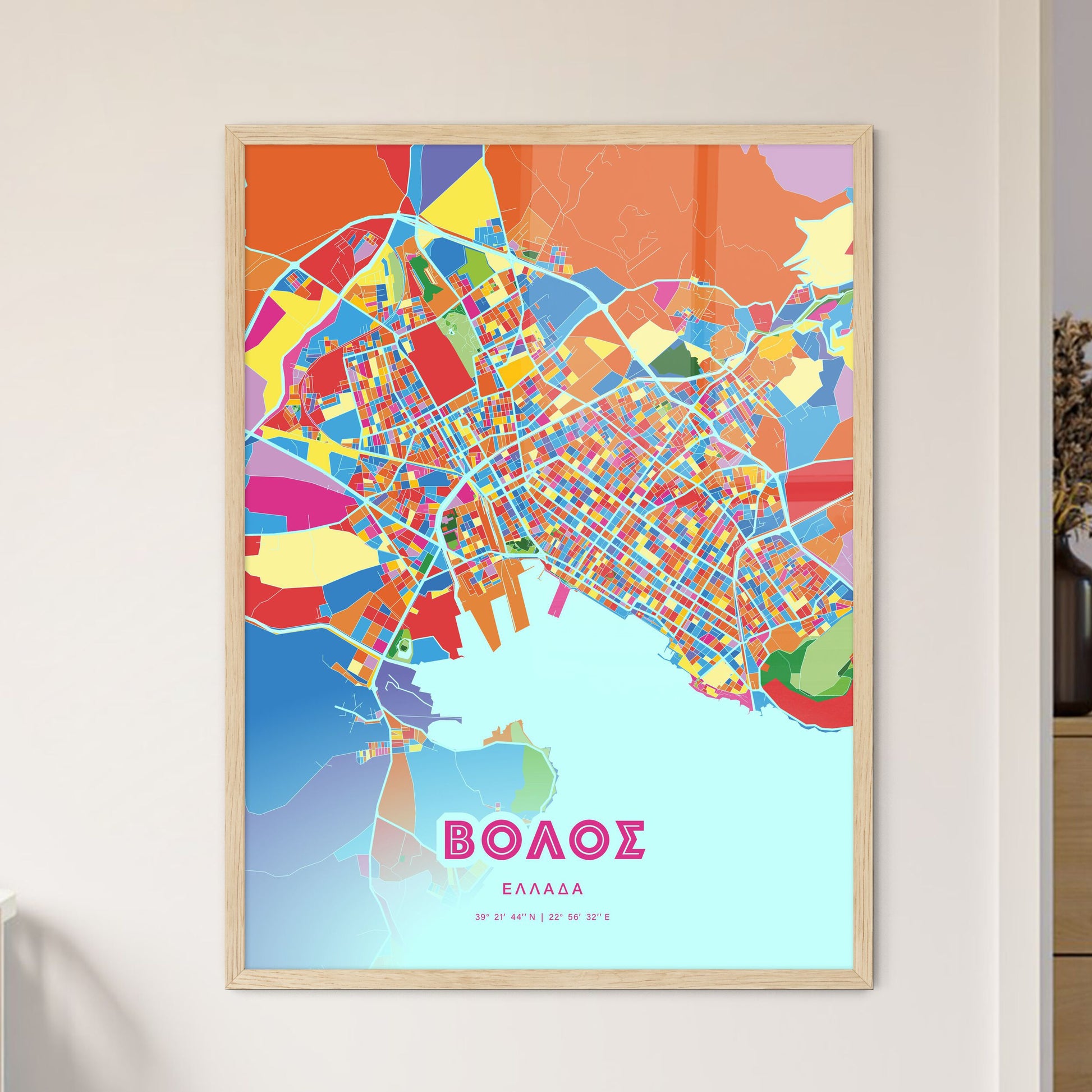 Colorful Volos Greece Fine Art Map Crazy Colors