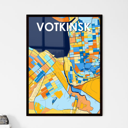 VOTKINSK RUSSIA Vibrant Colorful Art Map Poster Blue Orange