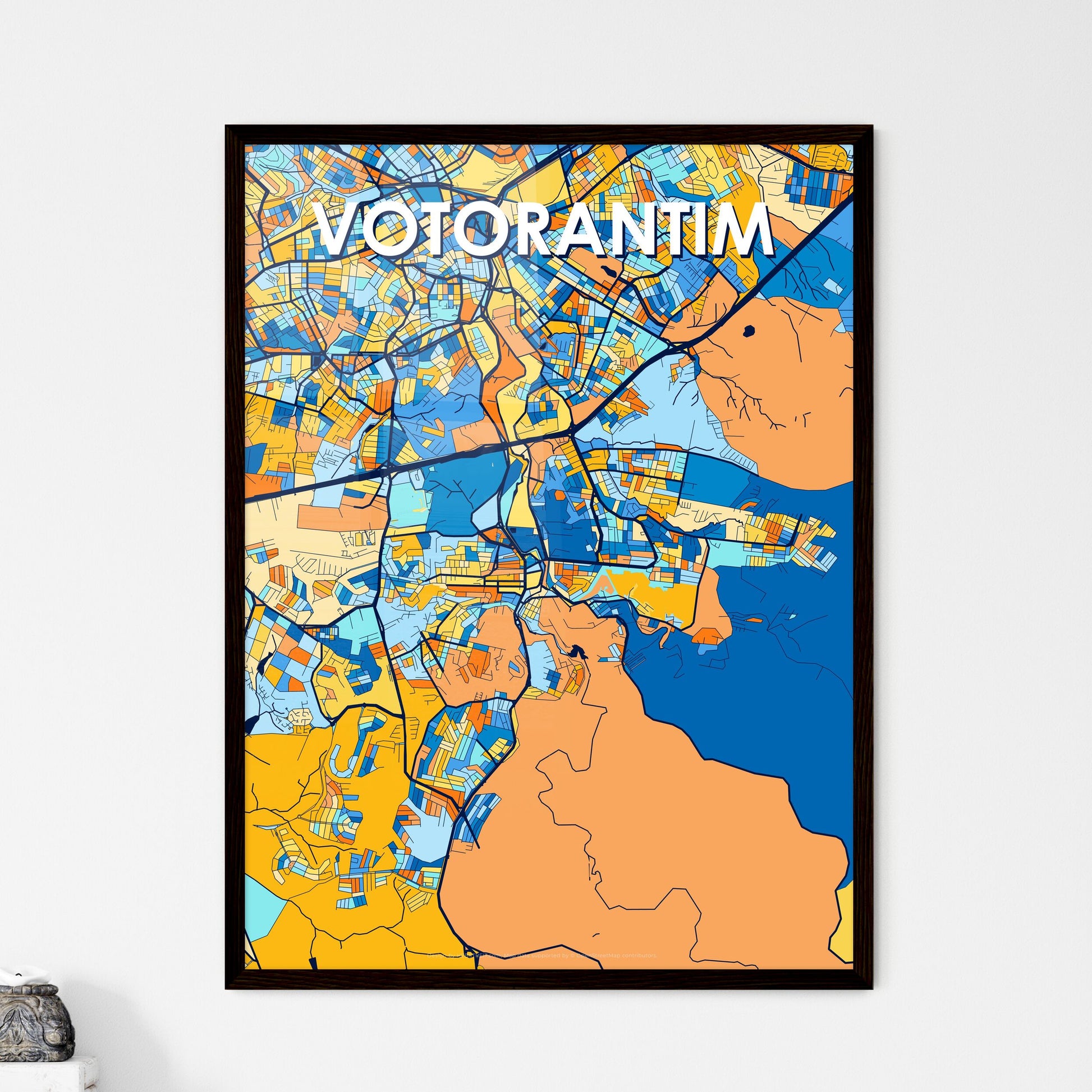 VOTORANTIM BRAZIL Vibrant Colorful Art Map Poster Blue Orange