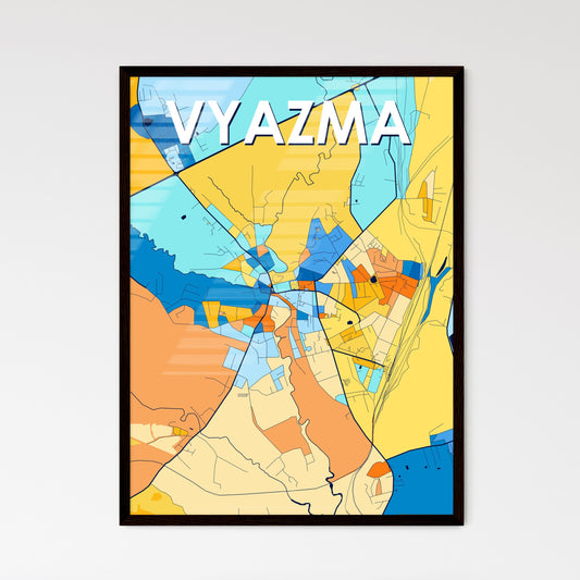 VYAZMA RUSSIA Vibrant Colorful Art Map Poster Blue Orange