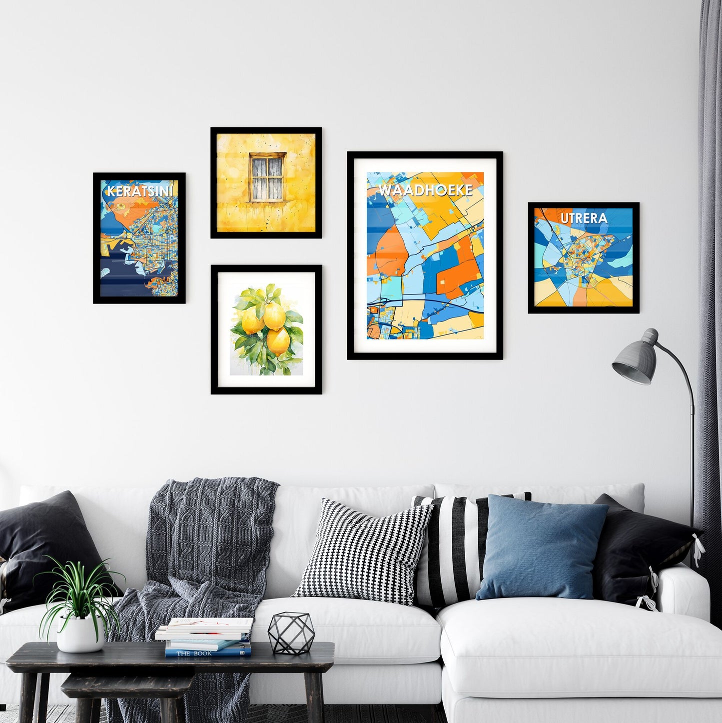 WAADHOEKE NETHERLANDS Vibrant Colorful Art Map Poster Blue Orange