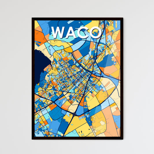 WACO TEXAS Vibrant Colorful Art Map Poster Blue Orange