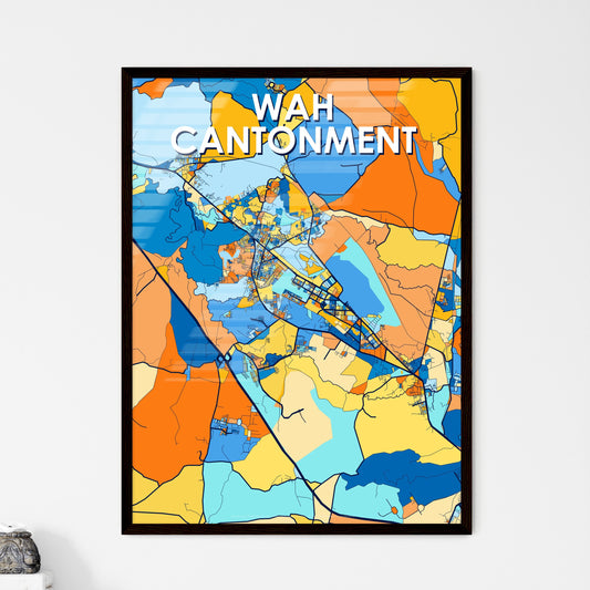 WAH CANTONMENT PAKISTAN Vibrant Colorful Art Map Poster Blue Orange