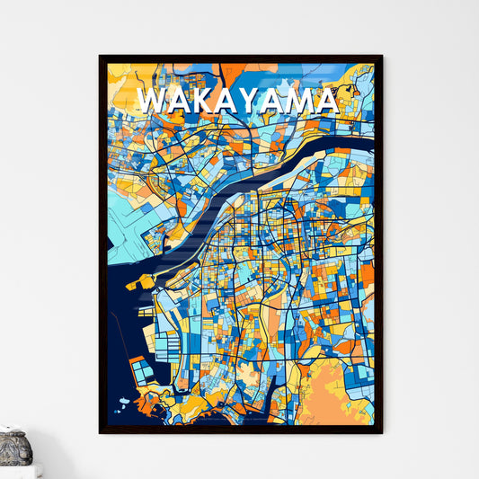 WAKAYAMA JAPAN Vibrant Colorful Art Map Poster Blue Orange