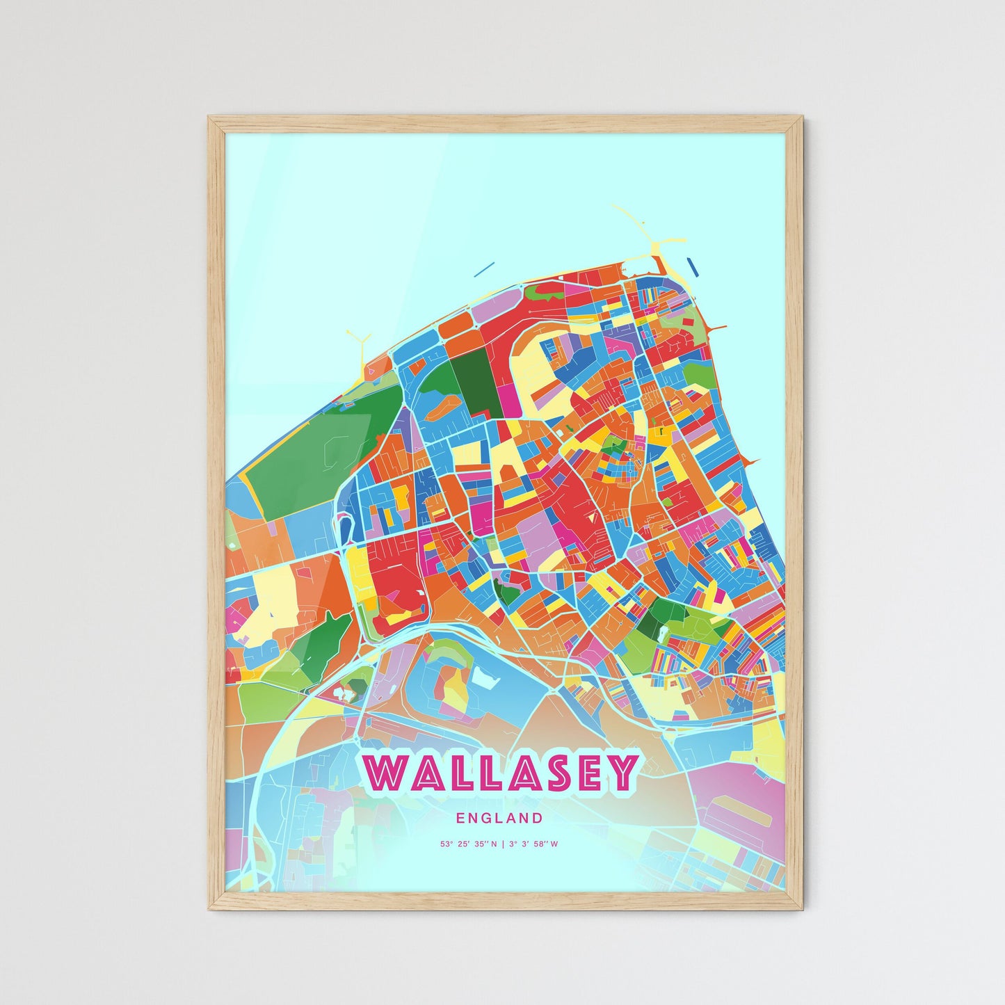 Colorful Wallasey England Fine Art Map Crazy Colors