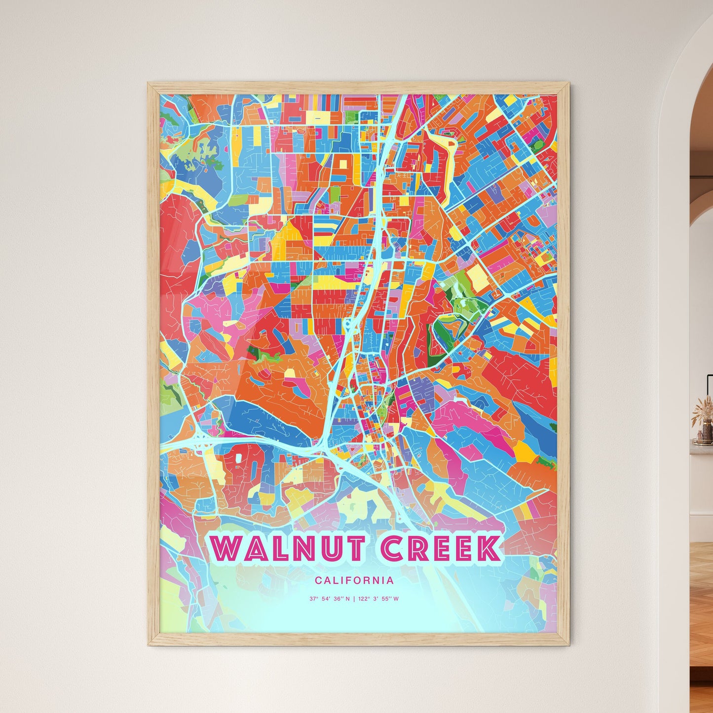 Colorful Walnut Creek California Fine Art Map Crazy Colors
