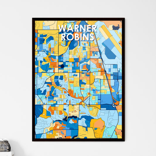 WARNER ROBINS GEORGIA Vibrant Colorful Art Map Poster Blue Orange