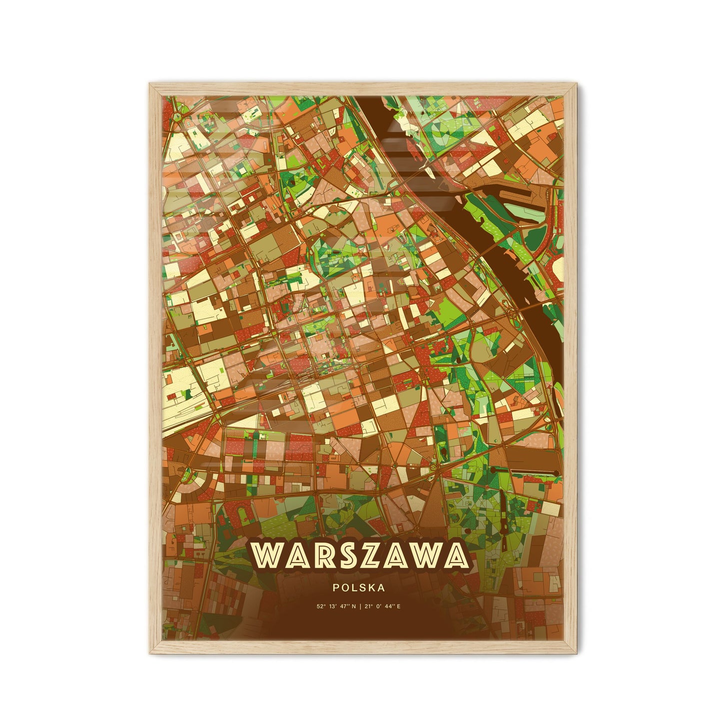 Colorful Warsaw Poland Fine Art Map Farmhouse